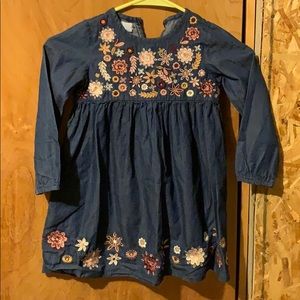 Mud Pie Embroidered Chambray Dress